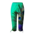 thumbnail image 4 of Mrat Fashion Pants for Women Summer Casual Capris Ladies Comfy Athletic Sweatpants with Pockets Printed Soft Stretchy Pants Seamless Legging Green_AA L, 4 of 5