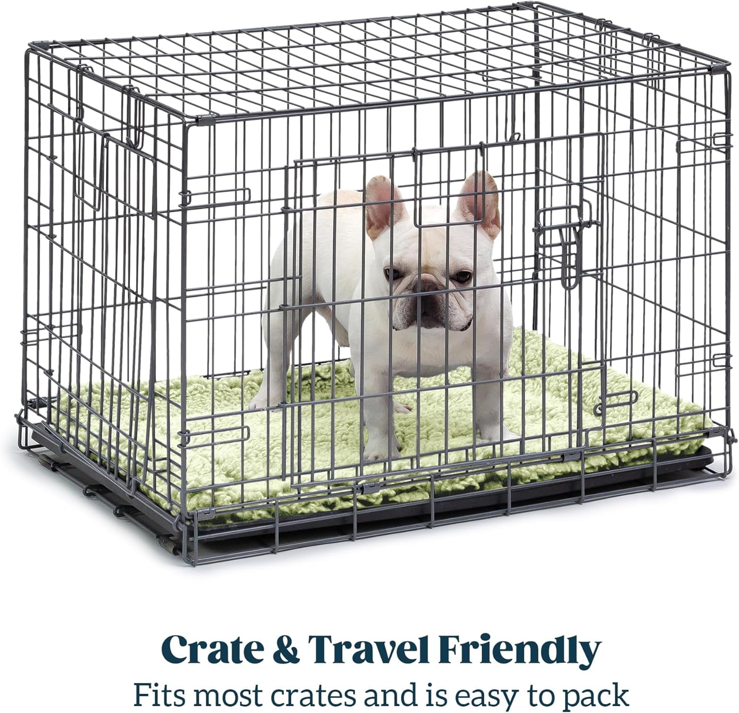 PELZIN Stoutwool Indestructible Dog Bed - Fluffy Chew Proof Dog Crate Pad - Tough Kennel Pad for Aggressive Chewers - Washable, Ideal for Medium Breeds & Fits 30-Inch Crate - 29"x18", Gleam