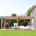 thumbnail image 3 of Garvee 12x20 FT Outdoor Louvered Pergola with Wood Grain Finish, Heavy Duty Aluminum Frame Gazebo for Backyard, Patio, Lawn, Weather Resistant Canopy, 3 of 9
