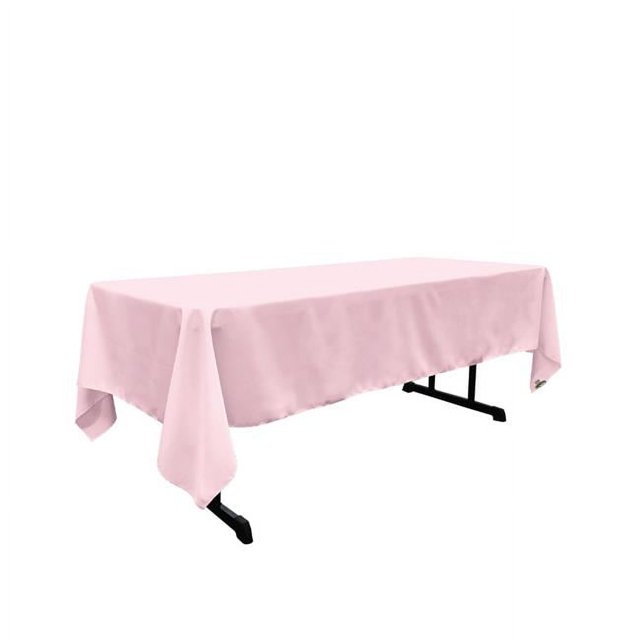LA Linen TCpop60x120-PinkLgtP37 Polyester Poplin Rectangular Tablecloth, Light Pink - 60 x 120 in.