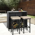 thumbnail image 6 of Suncrown 3 Pcs Wicker Bar Set with Cushioned Stool and Patio Bar, Brown, 6 of 6