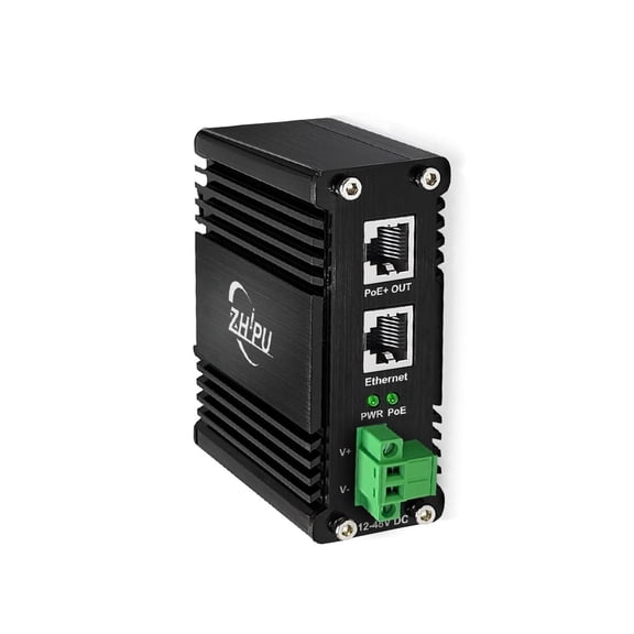 Industrial 30W Gigabit PoE Injector IEEE 802.3at Adapter 12-48V DC Input DIN Rail Mount