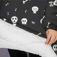 thumbnail image 3 of Oversized Wearable Blanket Hoodie,Halloween Skull and Bone Pattern Sherpa Blanket Hoodie with Super Pockets,Super Warm Fuzzy Pullover for Women & Men, 3 of 6