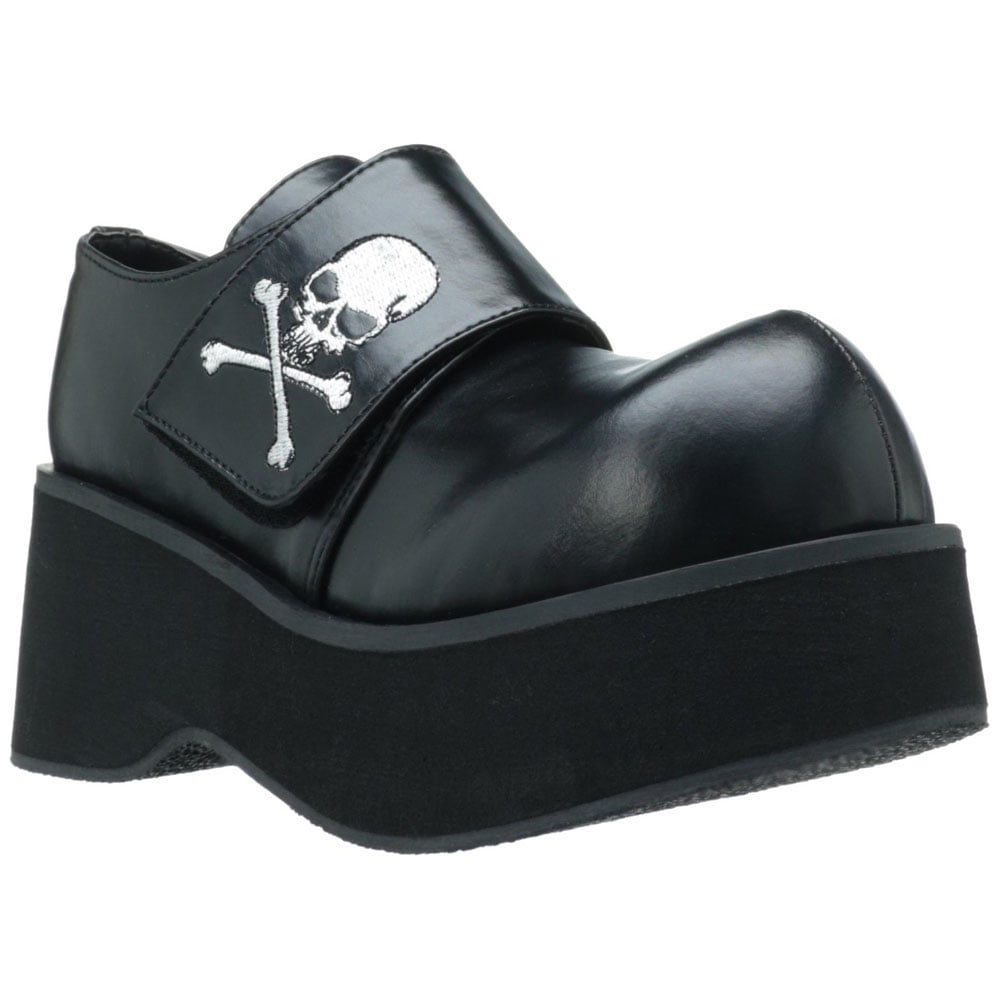 Demonia Dank 108 Black White Strap Goth Punk Rockabilly Cyber Platform Shoes