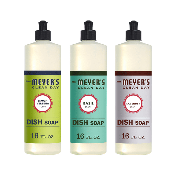 Mrs. Meyer's Liquid Dish Soap Variety, 1 Lemon Verbena, 1 Basil, 1 Lavender, 1 CT