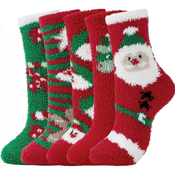 PUMIER Womens Fuzzy Fluffy Cozy Warm Super Soft Slipper Socks Microfiber 3-8 Pairs Home Socks For Christmas