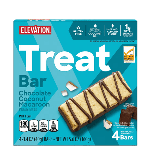 Elevation Keto Bar Mixed Chocolate Almond Brownie ,Chocolate Macaroon Salted Caramel, 4 count 3-Pack,5.6oz