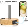 thumbnail image 4 of Lámpara de Mesa Táctil 3 Niveles con Puerto USB-C, USB-A y Enchufe CA, Base de Madera, Pantalla Lino, Bombilla LED Incluida para Dormitorio/Sala, 4 of 8
