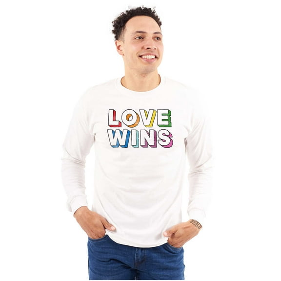 Inspirational Love Wins Rainbow Long Sleeve TShirt Men Women Brisco Brands L