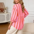 thumbnail image 6 of Bibifish Womens T-Shirts Classic Striped Pattern Loose Fit Tees Casual 3/4 Sleeve V-Neck T Shirts Spring Summer Stylish Daily Dating Going Out T Shirts, 6 of 7