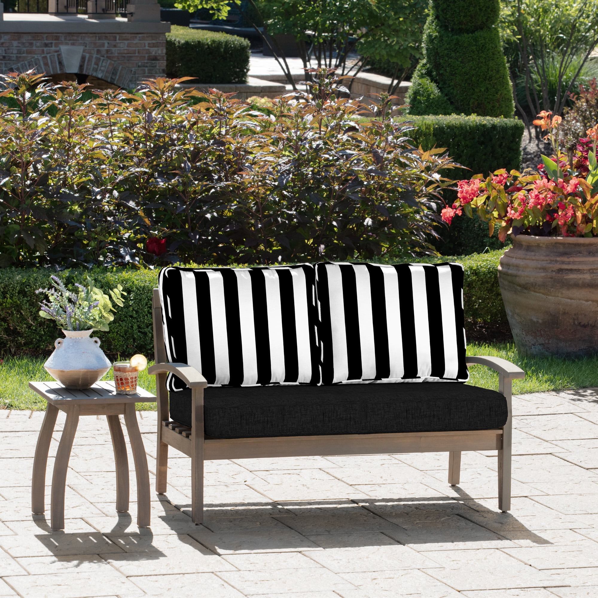 Arden Selections Patio Love Seat Furniture Outdoor Loveseat Cushion Set 46 x 26 Moss Green Leala Walmart