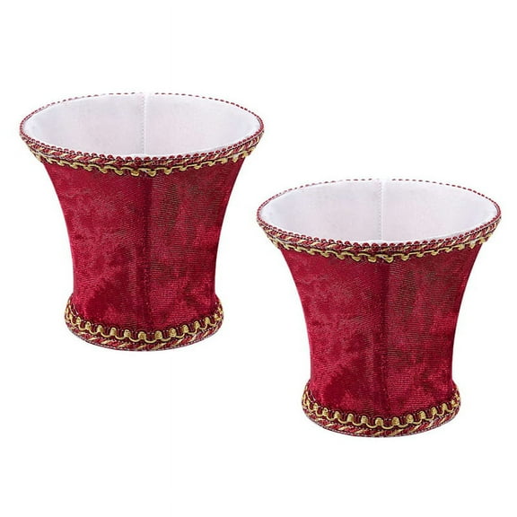 2X Fabric Clip on Lamp Shade, E14 Handmade Lampshade for Modern European Style Wall Sconce Lamp, Crystal Lamp,,2 x Lamp Shade,red