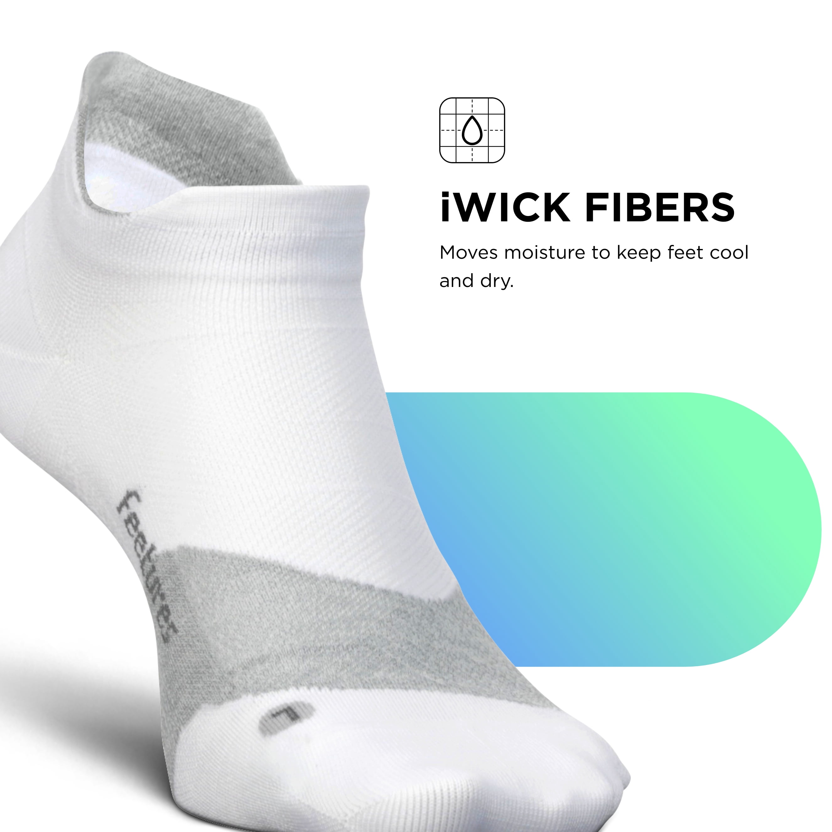 Feetures Elite Ultra Light Cushion Ankle Socks - Sport Sock with Targeted Compression - New White, M (3 Pair)