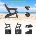 thumbnail image 4 of Vebreda Folding Adjustable Adirondack Chair with Retractable Footrest, 3-Position Backrest, Cup Holders, Black, 4 of 9