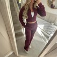 thumbnail image 5 of Fashion Set For Women Autumn New Slim O Neck Zipper Coat Top Wide Leg Pants Two Piece Set Leisure Sportswear Sets Outfits, 5 of 5