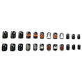 thumbnail image 4 of EBCUE Halloween Press on Nails Short Square Fake Nails with Rose Skull Design Black Matte Glue on Nail Full Cover Reusable Black Glossy Halloween False Nails for Women Manicure 24Pcs, 4 of 5