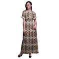 thumbnail image 1 of Bimba Robe Longue Imprimée en Rayonne Teinture sur Nœuds Abstraite à Taille Smockée avec Fente Latérale pour Femme - XX-Grand, 1 of 6