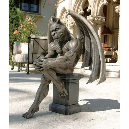 Design Toscano Socrates  the Gargoyle Thinker Sculpture • Hand-cast using real crushed stone bonded with high quality designer resin• Each piece is individually hand-painted in a two tone faux stone finish• Exclusive to the Design Toscano brand and perfect for your home or garden• This muscular gargoyle is a menacing presence flanking a garden path or a stately fireplace