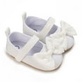 thumbnail image 4 of Xfvqtps Baby Girls Walking Shoes Mary Jane Flower Bowknot Cute Princess Sweet Soft Sole Cloth Infant Shoes Summer New Toddler Sandals Outside Wear Non Slip Breathable Shoes White, 4 of 7