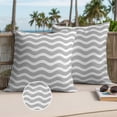 thumbnail image 3 of Grey Moire Ombre Outdoor Pillow Covers 24x24 Set of 2,Waterproof Patio Throw Pillowcase Protectors,Water Ripple Stripe Farmhouse Square Decorative Pillow Shams Cushion Covers for Seat Bed Couch Sofa, 3 of 8