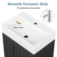 thumbnail image 3 of Aukfa 20"Wall-Mounted Bathroom Vanity with Ceramic Sink, Space-Saving Floating Bathroom Vanity,Large Drawer, Side Storage Shelf,Black, 3 of 8
