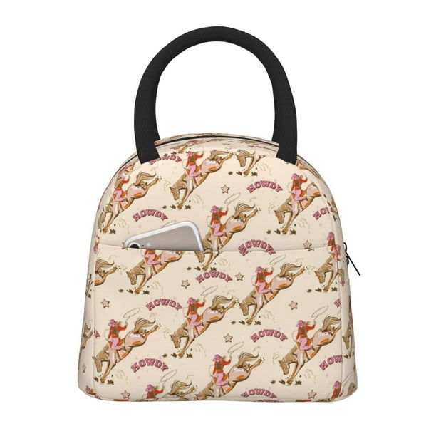 Balery Howdy Cowgirl Bolsa de Almuerzo para Mujeres, Caja de Almuerzo, Bolsa de Almuerzo Pequeña Impermeable, Tote de Almuerzo Reutilizable con Gran Capacidad