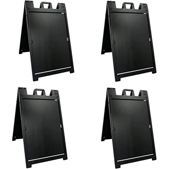 Black 4-Pack of Plasticade Signicade Deluxe A-Frame Sidewalk Curb Sign Portable Folding Double-Sided Display with Quick-Change System