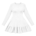 thumbnail image 7 of Sweater Dress for Women Long Sleeve Round Neck Dresses Elegant A-Line Knitted Swing Dress for Fall Winter White L, 7 of 7