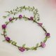 thumbnail image 1 of Nvzi Guirnalda floral con forma de corona, diadema con flores rosas, tocado hecho a mano para novias, tocados, fiestas, festivales, accesorios para el cabello (morado), 1 of 5