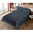 thumbnail image 4 of Ambesonne Tropical Fitted & Flat Sheet with Shams 4 Pcs Set, Sketch Style Night Leaves, Calking, Dark Petrol Blue Amber, 4 of 5