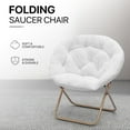 thumbnail image 4 of ERTWER Comfy Saucer Chair Set of 1, Folding Moon Chair with Faux Fur, Cozy Accent Chair with Foldable Metal Frame, Lazy Papasan Chair for Bedroom, Living Room, Reading, Gaming, Camping, White, 4 of 8