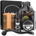 thumbnail image 3 of 5/7/8 Pcs Ensemble Complet de Soins de Barbe pour Hommes Peigne Baume Double Face avec Rouleau Liquide de Croissance de Barbe, 3 of 6