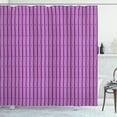 thumbnail image 1 of Abstract Shower Curtain, Purple Shades Doodle Pattern with Vertical Dashed Lines Stripes and Dots, Fabric Bathroom Set with Hooks, 69W X 75L Inches Long, Magenta and Purple, by Ambesonne, 1 of 3