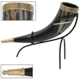thumbnail image 1 of Brass adorned Viking drinking horn with Iron stand for mead beer wine pagan Mug, 1 of 1