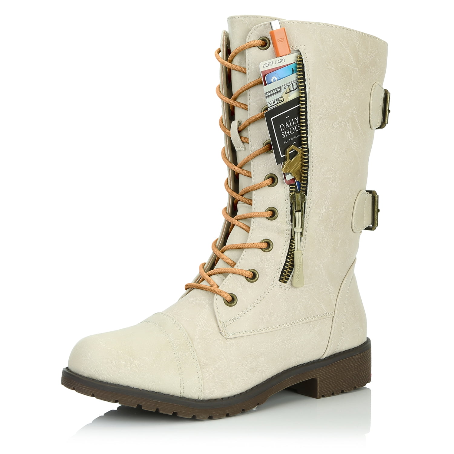 wide calf knee high combat boots