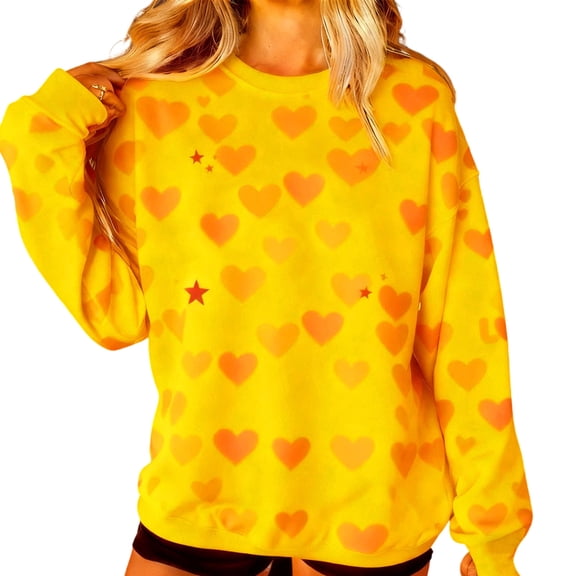 Valentine Sweatshirts for Women Love Heart Graphic Printed Pullovers Long Sleeve Crewneck Dating Sweaters Costume Anniversary Honeymoon Novelty Outfit