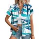 thumbnail image 5 of Top de Impresión Hawaiana de las Señoras, Moda de Manga Corta Solapa Casual Botón Blusa para las Vacaciones Y el Uso Diario, Camiseta Elástica de Verano, 5 of 6
