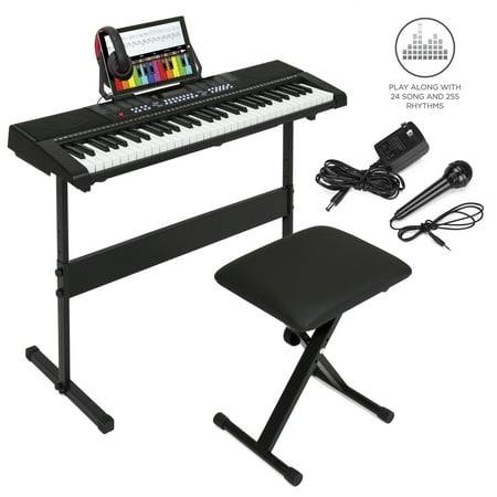 Best Choice Products 61-Key Beginner Electronic Keyboard Piano Set with 3 Teaching Modes, H-Stand, Stool, Music Stand, Headphones (Best Midi Keyboard For Sibelius)