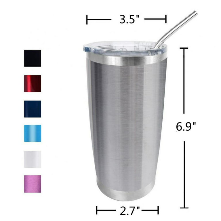 Tumbler with Lid and Straw - 20oz, Silver