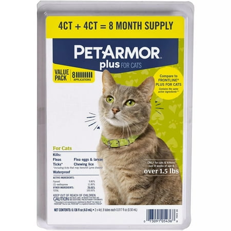 PetArmor Plus for Cats Flea & Tick Prevention  Over 1.5 lbs  8 Month Supply