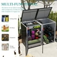 thumbnail image 5 of Lisonu Modern Outdoor Trash Can Shed 54 Cu. Ft. Galvanized Steel Garbage Bin Hideaway, Weatherproof Grey Garden Enclosure with Pneumatic Lid, 5 of 26