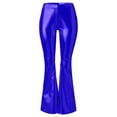 thumbnail image 3 of Womens Plus Size Pants Shiny Metallic Flared High Waisted Stretchy Bottom Wide Leg Trousers Loose Casual Leggings for Women BU1 L, 3 of 4