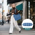 thumbnail image 7 of Quilted Tote Bag Large Capacity Multi-Compartment Handbag Lightweight Structured Shoulder Bag Versatile Casual Bag Blue Growing Hearts Pattern, 7 of 7