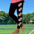 thumbnail image 4 of Mceream Womens Football Game Day Leggings Plus Size Stretchy High Waist Tummy Control Yoga Pants Comfort Soft Slim Fit Graphic Workout Leggings Brown XXL, 4 of 5