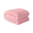 thumbnail image 2 of AOVUWU & Fleece Throw Blanket for Couch, Super Soft 3D Striped Jacquard Blanket, Lightweight Fuzzy Cozy Blankets, Pink, 2 of 8