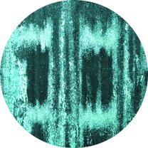 Ahgly Company Machine Washable Indoor Round Persian Turquoise Blue Bohemian Area Rugs, 6' Round