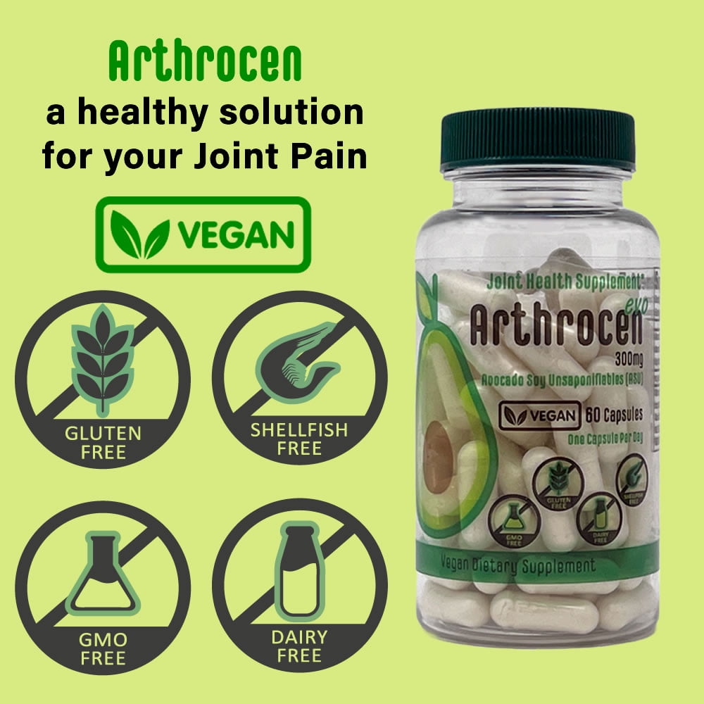 Arthrocen EVO Vegan Joint Health Supplement, 300Mg Avocado Soy Unsaponifiable, 60 Day Supply, One Capsule Per Day (6 Months)