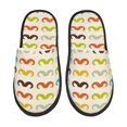 thumbnail image 1 of Fotbe Colorful Mustache Pantuflas Peludas para Mujer con Estampado, Zapatillas de Peluche, Zapatos de Invierno para Casa, Uso Interior y Exterior-Large, 1 of 8