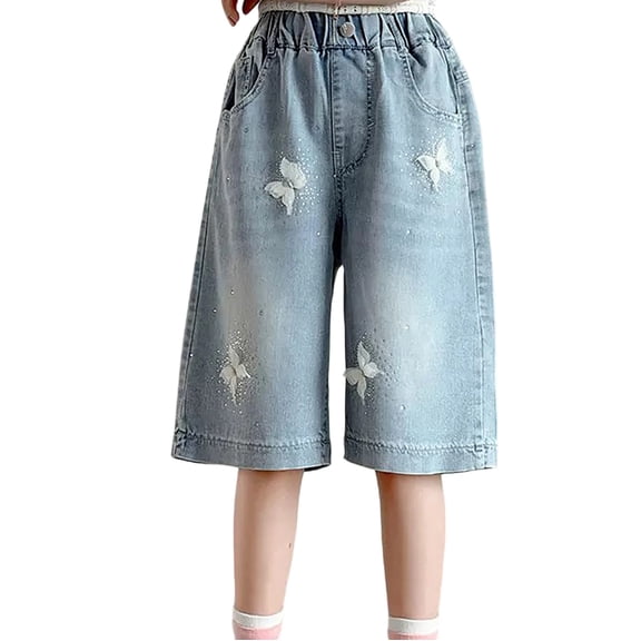 Byoo Gradient Dye Overalls Shorts for Toddler Girls Solid Adjustable Strap Casual Shorts Outdoor Play Bottoms,Light Blue
