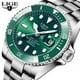 thumbnail image 2 of Reloj LIGE Reloj de lujo impermeable 3ATM para hombre plateado y verde, 2 of 5
